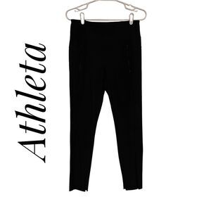 Athleta Small Black Athletic Joggers Casual Pants High Waisted Split Hem